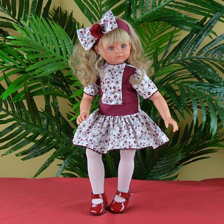 Кукла Пепа в бордовом платье, 60 см. 